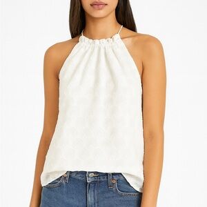 H&M Women’s White Gathered Detail Top Size S Blouse Shirt